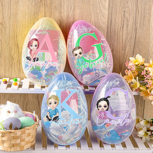 Personalized Cute Bunny Initial Fillable Big Easter Egg Toy Basket Stuffers Gift for Kids