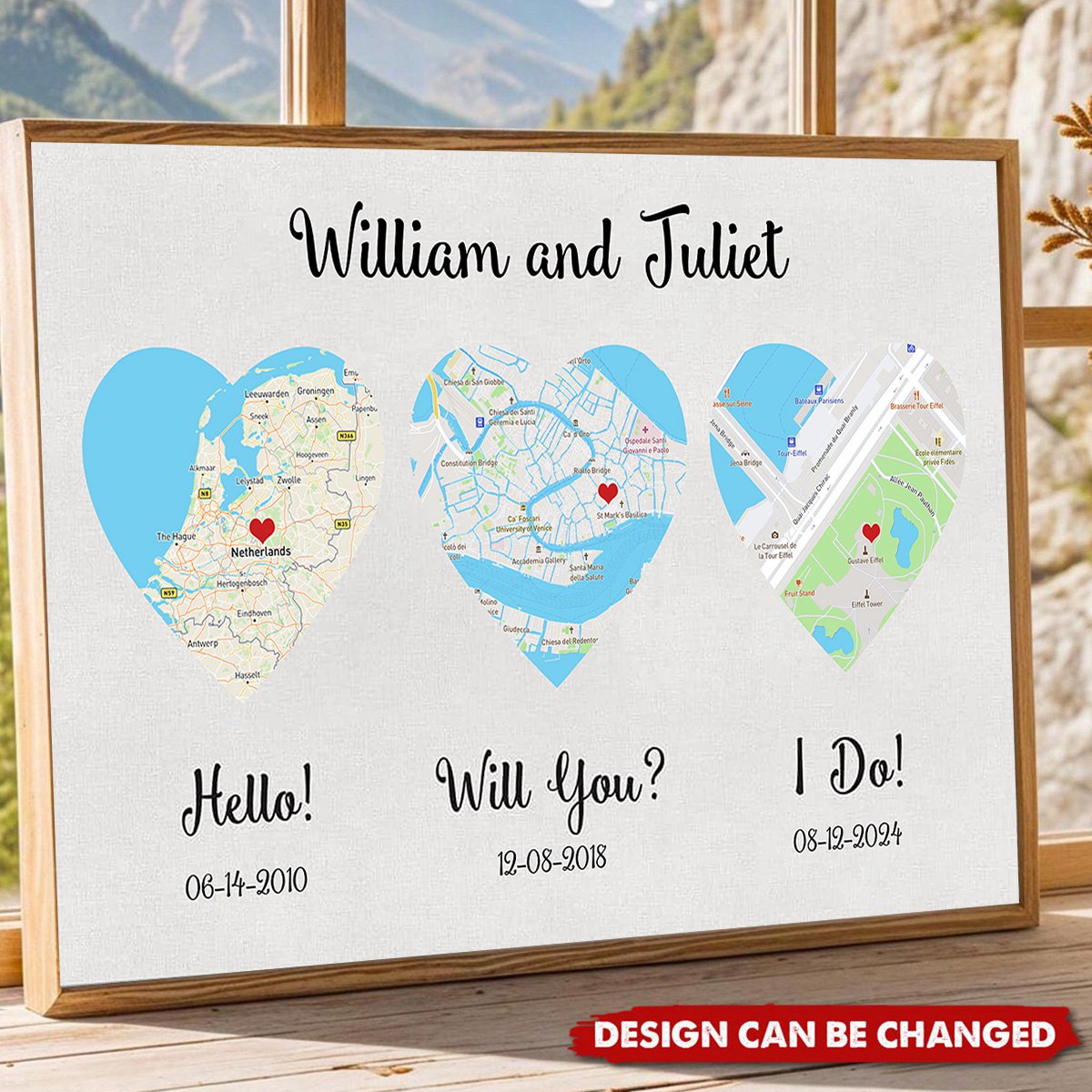 Hello - Will You - I Do - Standard Style - Personalized Map Poster