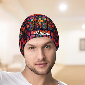 Floral Cross - Personalized Christian Beanie Hat