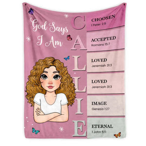 Personalised God Says I Am Name Meaning on Bible Verse Colorful Soft Throw Blanket Baptism