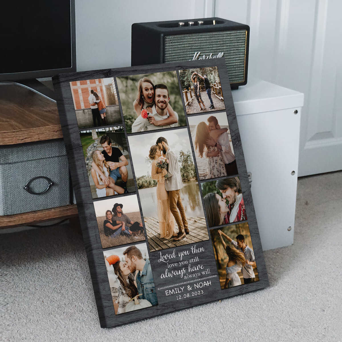 Couple Photo Collage Personalized Canvas/Poster, Valentines Day Gifts For Him Her Boyfriend Girlfriend Husband Wife