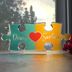 Personalized Couples Puzzle Name Sign Acrylic Plaque,Valentine Home Decor, Valentine Gift for Him, Her