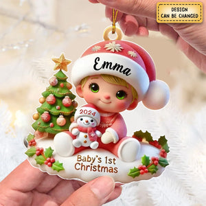 Personalized Precious Moments Baby’s First Christmas Dated 2024 Acrylic Ornament, Lovely Keepsake to Celebrate Baby's First Christmas