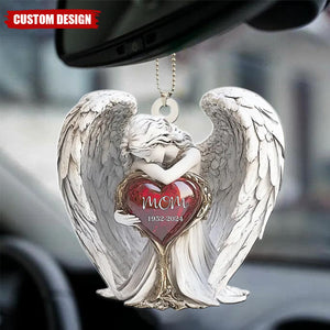 Angel Statue Memorial Personalized Car Ornament, Memorial Gift For Loss Of Loved One