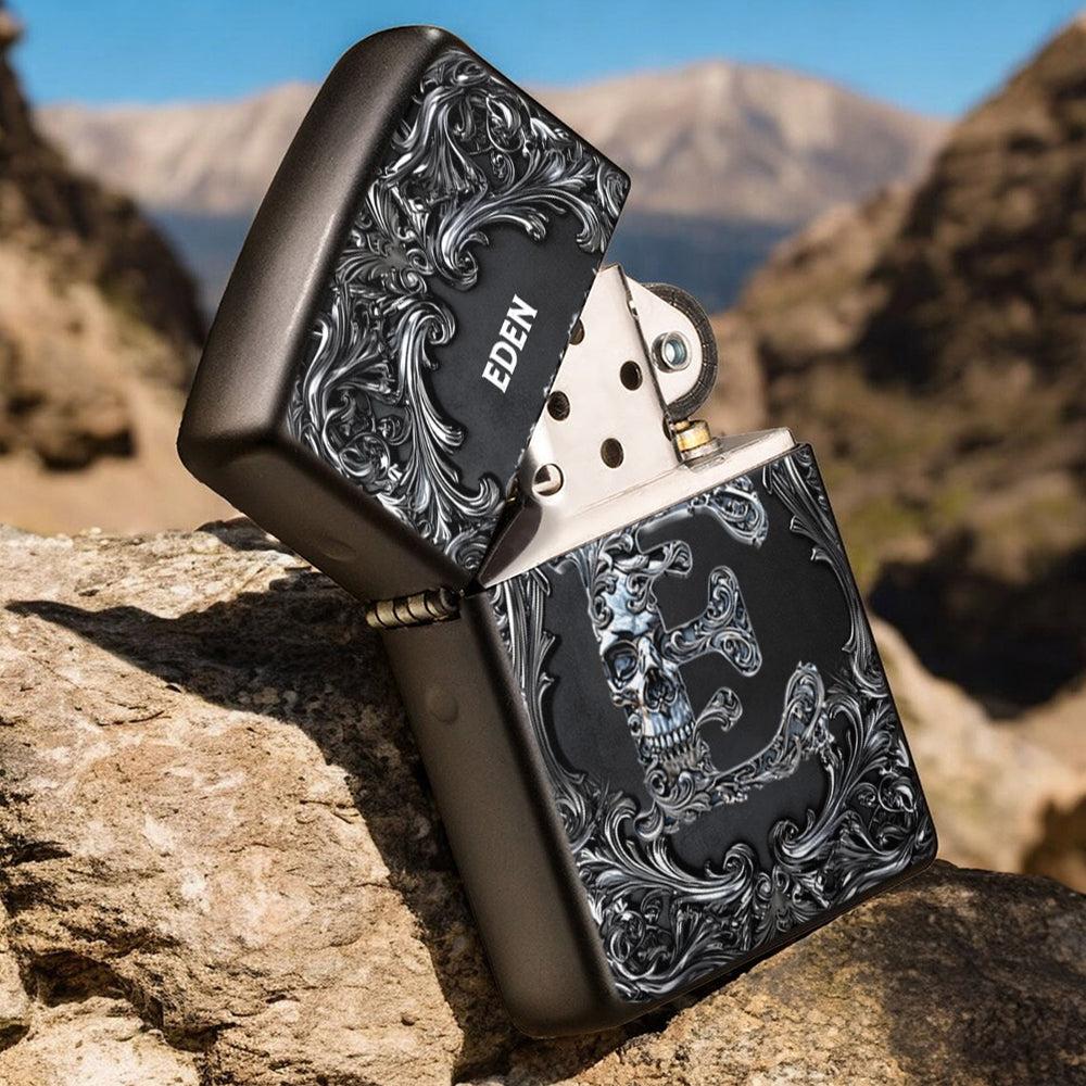 Lighter lover - Personalized Silver Skull Letter Lighter