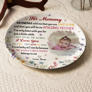 The World's Best Mommy Belongs to Me - Personalized Ceramic Photo Plate Mom Gift