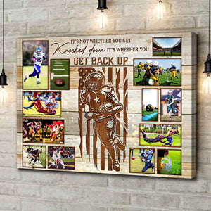 Personalized American Football Player Photo Collage Canvas Poster,Coach Gift