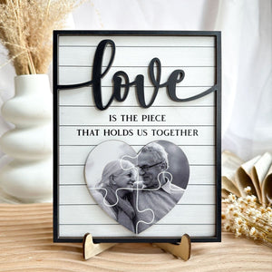 Love Is The Piece That Holds Us Together Personalized 2-Layer Wooden Plaque