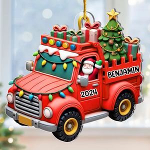 Gift For Grandkid Personalized Truck With Christmas Tree Ornament