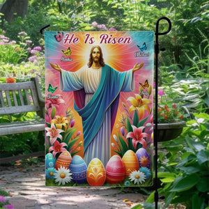 Personalized He Is Risen Resurrection of Jesus Easter Day Flag,God Sympathy Gifts-Loss Family