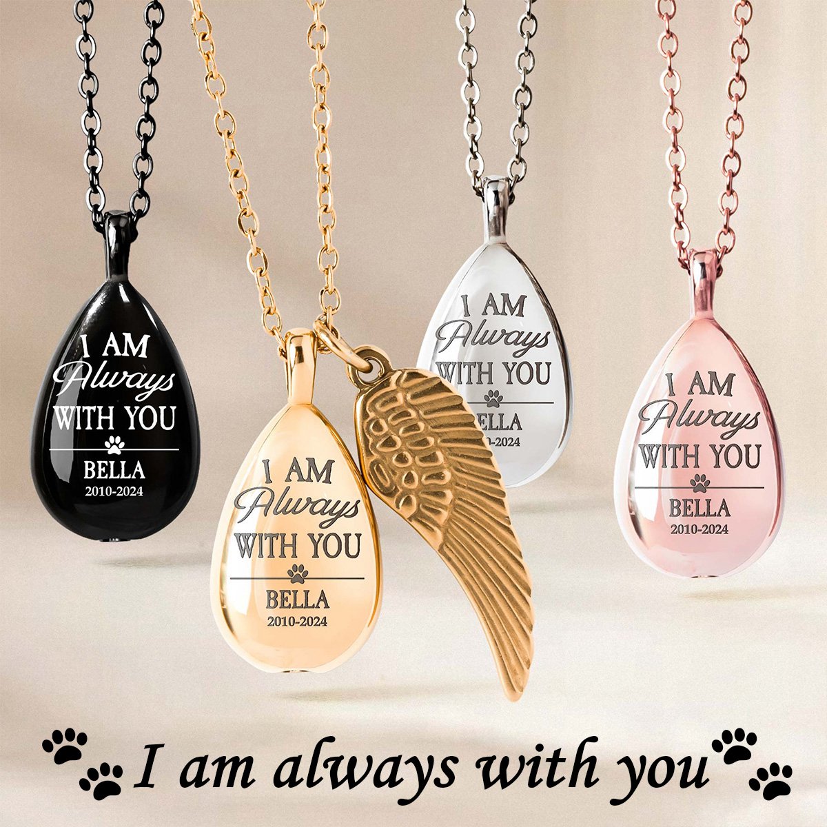 Loss Of Pet - I Am Always With You - Personalized Urn Necklace