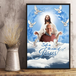 Personalized Canvas-Blue Sky With Pigeon Safe In The Arms Of Jesus Dem Canvas-Memorial Gifts, Loss Parents