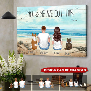 You Me And The Dogs Beach Outline Personalized Poster