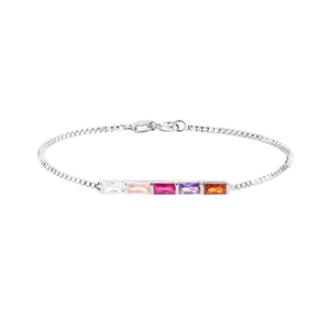 Personalized 1-6 Baguette Birthstones Dainty Bracelet