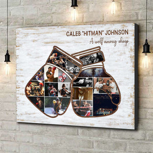 Personalized Boxing Gloves Fighting Boxer Gift, Boxing Gloves Photo Collage Poster