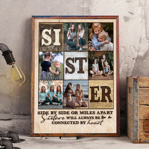 Personalized Sister Photo Collage Canvas Poster,Always Sister Gifts