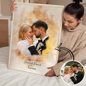 Personalized Couple Poster, couple portraits, customized wedding birthday gifts for husband and wife