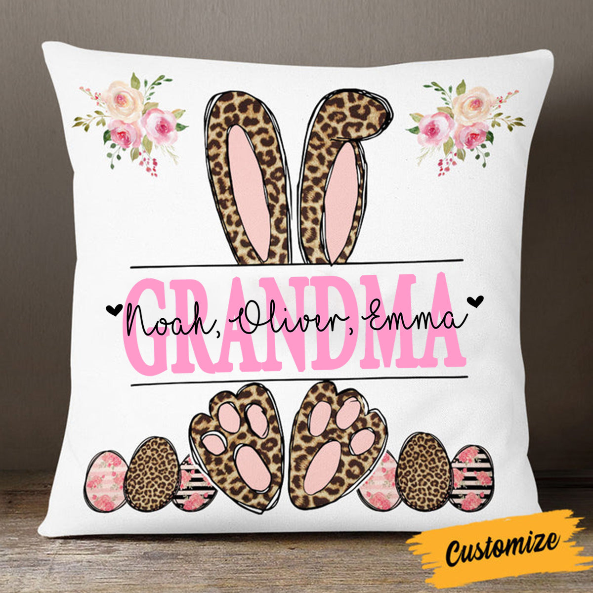 Personalized Easter Rabbit Pillow Gift For Grandma Nana Mom