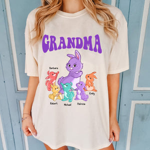 Personalized Gift For Grandma Colorful Bunny Pure Cotton T-Shirt