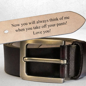 Personalized Engraved Leather Belt-Carved leather belt - Valentine's Day Gift- Anniversary Gift