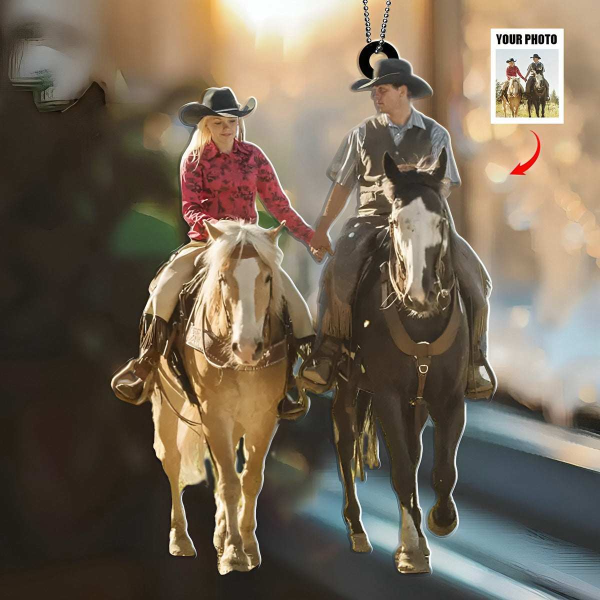 Horse riding Couple Custom Photo Personalized Acrylic Ornament Gifts