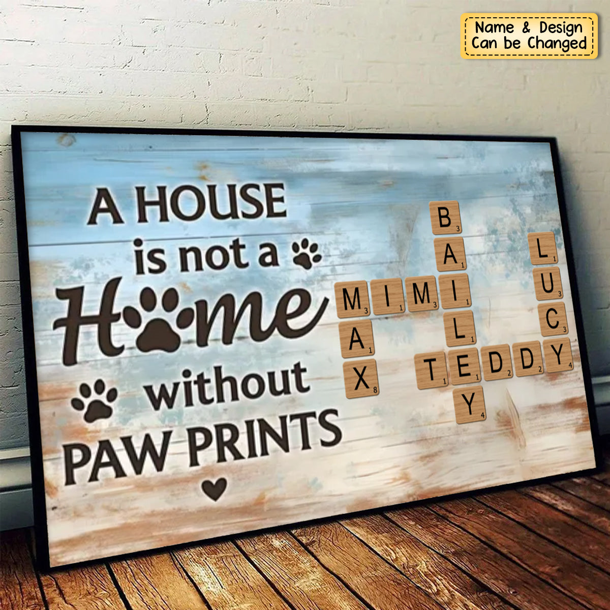 Home With Paw Prints Pet Crossword Puzzle Art Personalized Poster