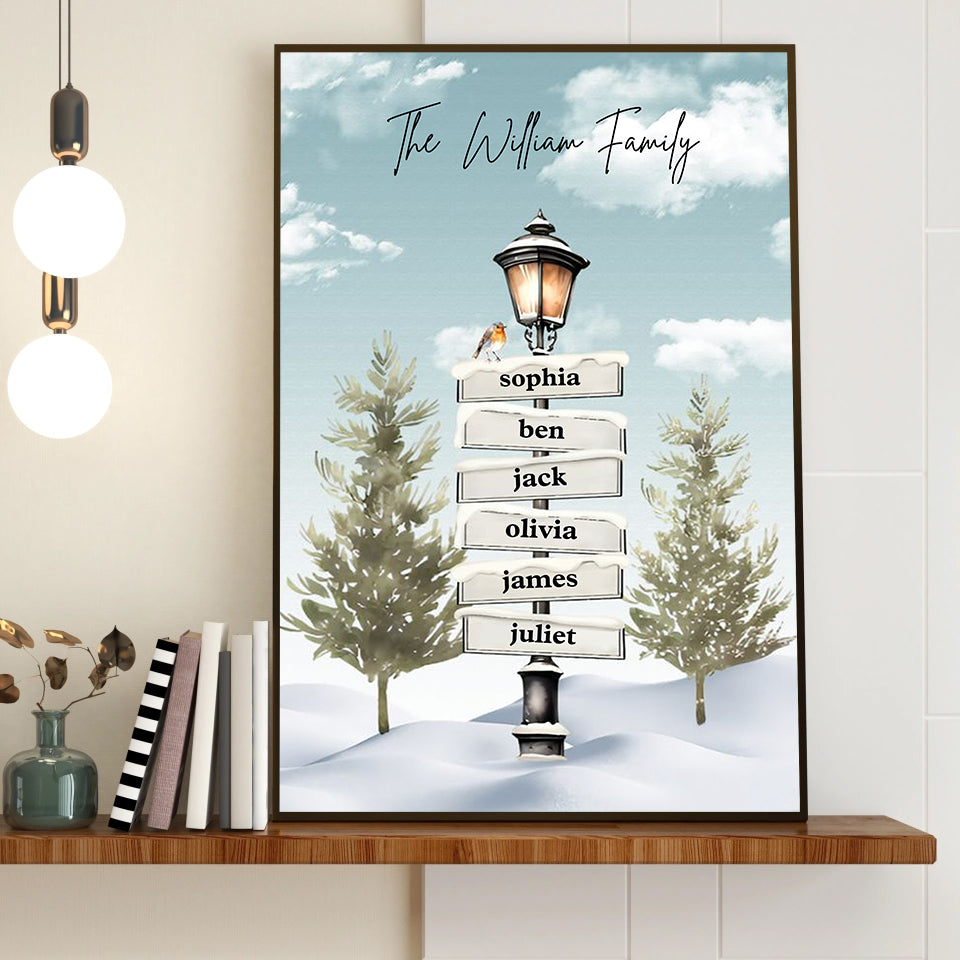 Personalized Family Christmas Tree Sign Post Canvas/Poster