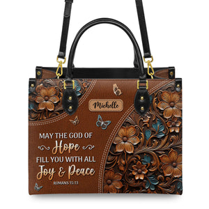 Personalized Blessed is the one who trusts in the Lord-Bible Verse Leather Bag