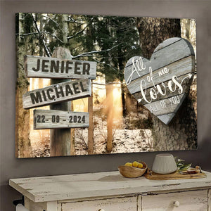 Personalized Multi Landscape Couple Gift Canvas Poster, All Of Me Loves All Of You, Valentines Day Sign