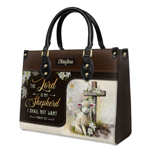 Personalized The Lord Is My Shepherd-Bible Verse Leather Bag