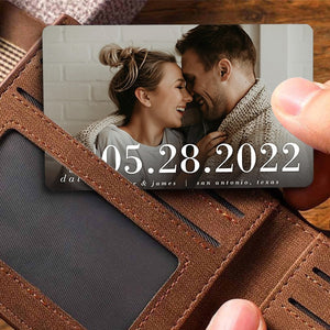 Personalized Save The Date Couple Family Anniversary Gift Metal Wallet Card