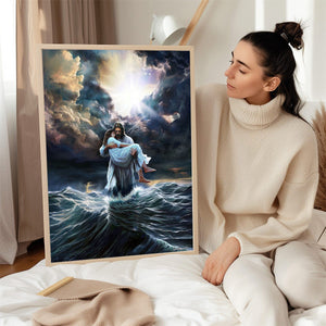 The Savior Who Calms Every Storm  -Christian canvas, Christian home decor