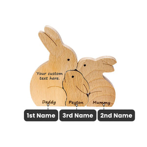 Personalised Wooden Family Cuddling Bunnies Puzzle Tabletop Decoration Easter Gift for Kids