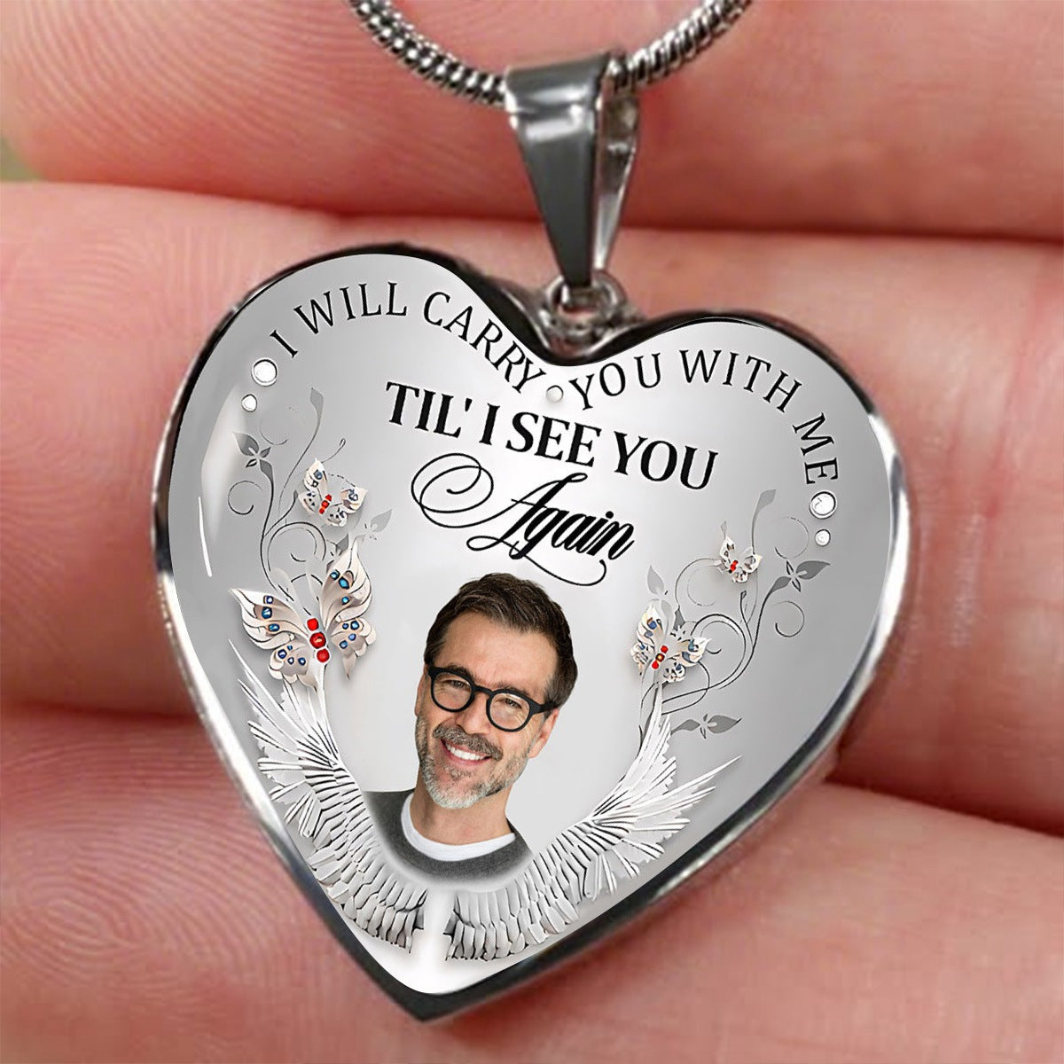 Personalized Heart-shaped Photo Memorial Necklace