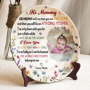 The World's Best Mommy Belongs to Me - Personalized Ceramic Photo Plate Mom Gift