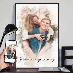 Personalized Watercolor Photo Couple Poster