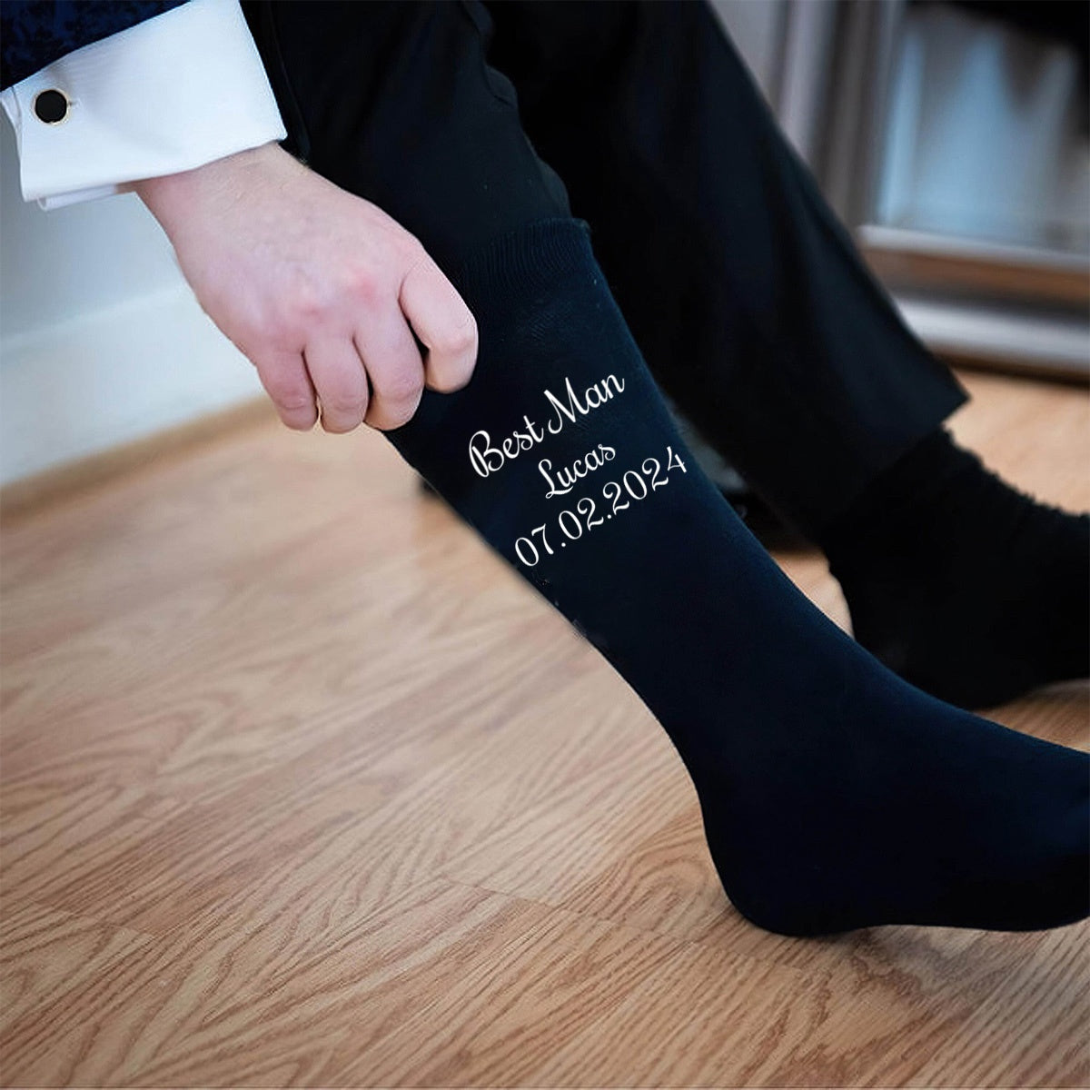 Personalized Dark Navy Groom, Best Man Socks