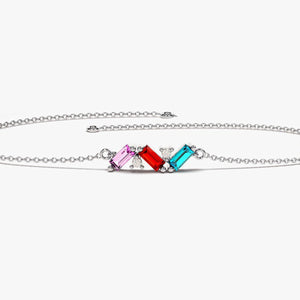 Personalized Baguette Cut Family Grandma Mom Birthstone Bracelet