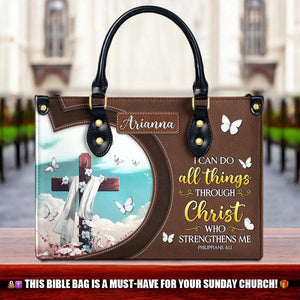 Personalized I Can Do All Things Through Christ-Bible Verse Leather Bag