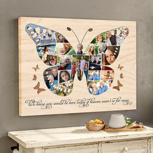 Personalized Butterfly Photo Collage Canvas Poster, Memorial Gifts With Photo