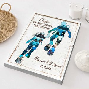 Scuba Gifts For Divers, Personalized Scuba Diving Couple Photo Collage Canvas