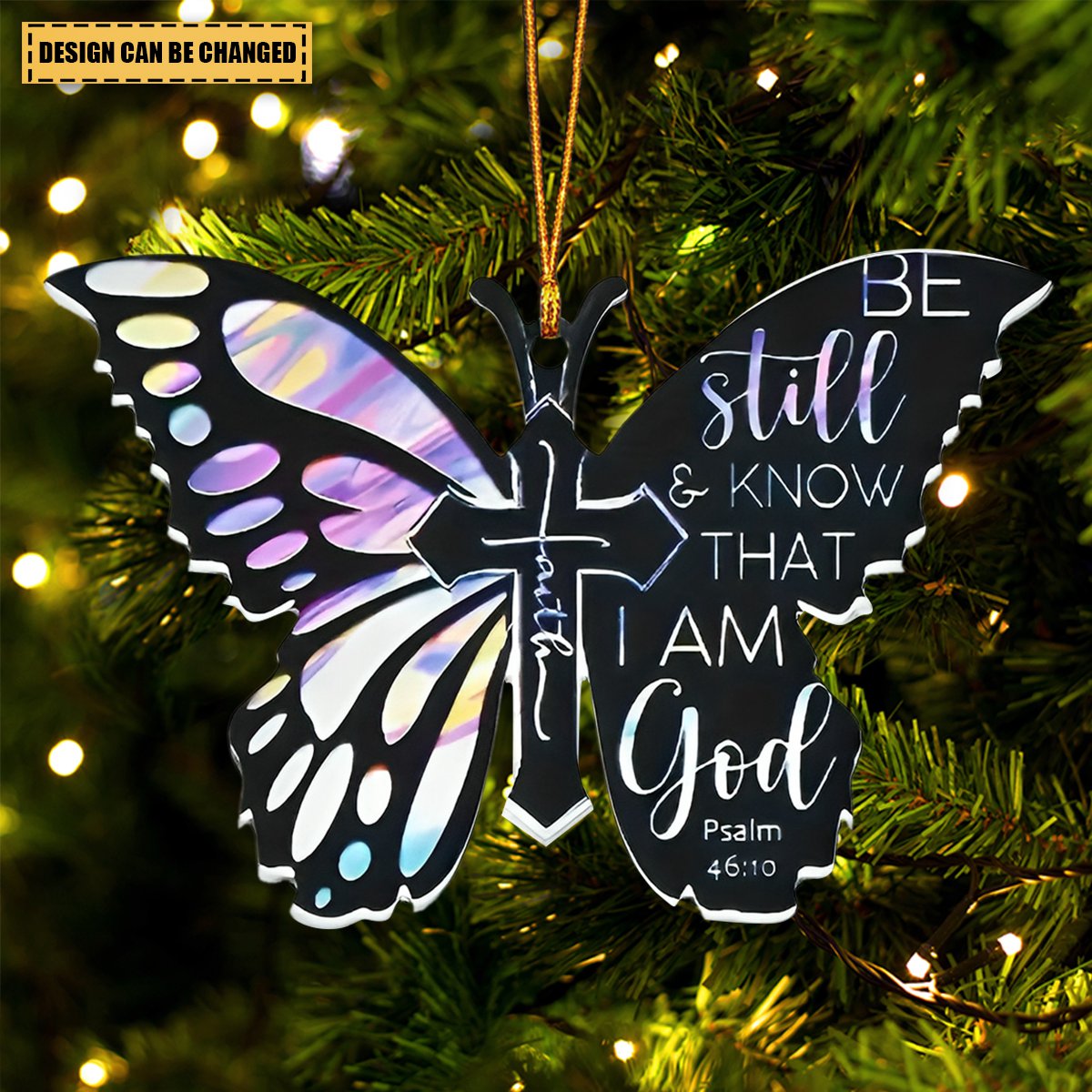 Personalized Be Still & Know Butterfly Ornament