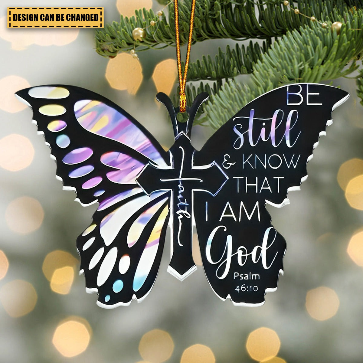 Personalized Be Still & Know Butterfly Ornament