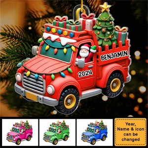 Gift For Grandkid Personalized Truck With Christmas Tree Ornament