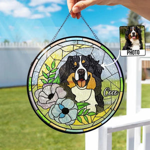 Gifts For Pet Lover - Custom Pet Photo - Personalized Window Hanging Suncatcher Ornament