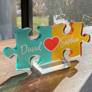 Personalized Couples Puzzle Name Sign Acrylic Plaque,Valentine Home Decor, Valentine Gift for Him, Her