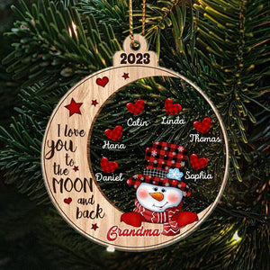 I Love You To The Moon And Back Grandma Snowman - Personalized Acrylic Christmas Ornament