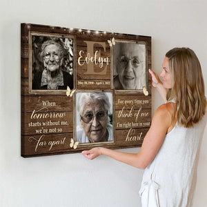 Personalized Memorial Photo Initial Canvas Poster - I'm right here in your heart