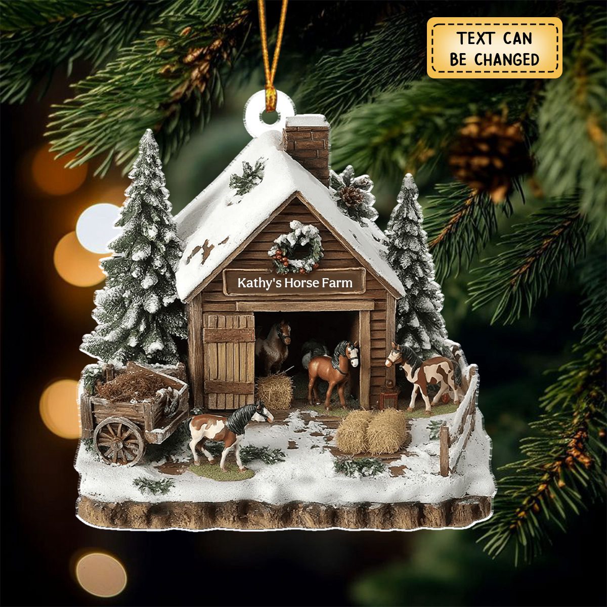 Dreamy Horse Barn Personalized Christmas Ornament Horse Lovers Gift