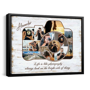 Gifts for Photographers, Unique Cameraman Personalized Photos Collage Canvas Poster